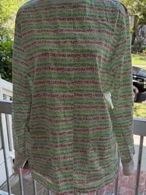 Women's Holiday 'Happy Christmas' Long-Sleeve Tunic Top - Red & Green